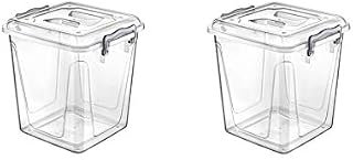 Plastic Pantry Box Transparent Storage Box Container Clip Handle Food Grade BPA Free Plastic Kitchen-Food-Flour-Storage-Container-Tub-Box-Biscuits (2, 11 Litre)