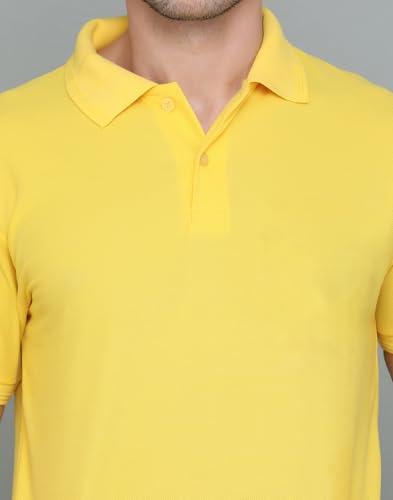 Image of INKKR Men's Combo Polo Neck Polycotton Solid T-Shirt (Pack of 2) White-Yellow