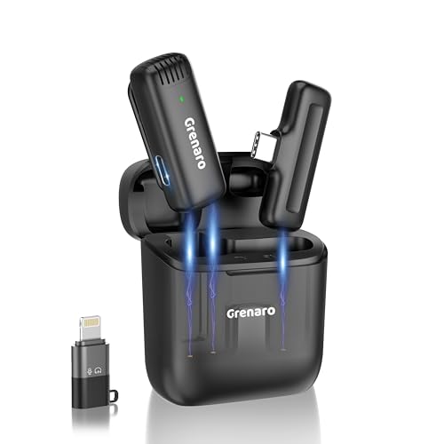 GRENARO J13 Wireless Mic, Noise Reduction Lapel Mic with Charging...