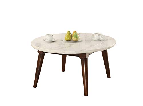 Benjara Benzara Wooden Coffee Table with Marble Top, Brown