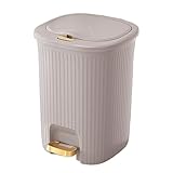 Papelera Bote De Basura Baño Con Tapa 8/10/15/20 Litros, Plástico Estrecho Tira Presión Y Pedal Dorado For Sala Estar, Dormitorio, Oficina, Cocina Cesta(Grey,15L)