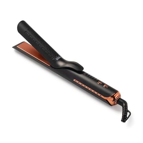 Cortex Beauty 360° Airflow Styler Curling Iron | 2-in-1 Hair Straightener and Curler with Cool Air Flow Vents | Professional Flat Iron with Ionic Wand to Lock in Curls for Long & Short Hair, Black