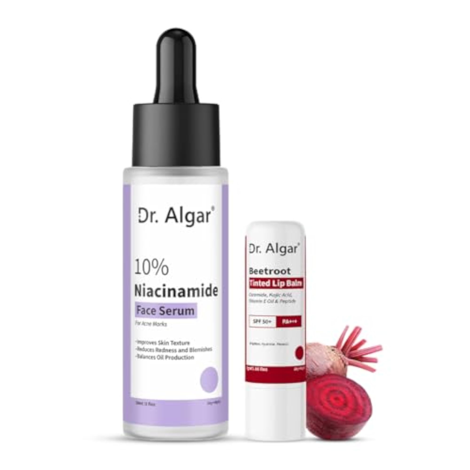 Niacinamide Face Serum and Beetroot Lip Balm, Skin Care Combo