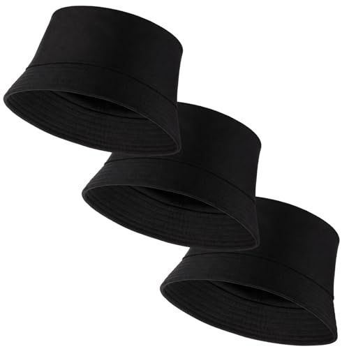 Image of 36 /24 /12 Pcs Bucket Hats for Men Women Bulk Cotton Fishing Cap UV Protection Beach Foldable Solid Color Sun Cap