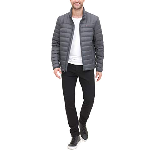 Tommy Hilfiger Men's Lightweight Water Resistant Packable Down Puffer Jacket (Standard and Big & Tall), Charcoal, XX-Large4