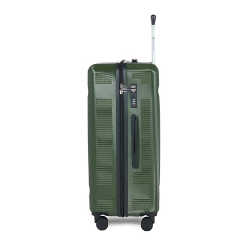 Image of SWISS MILITARY Pascal Lightweight PC Hard Large Check in Travel Luggage Trolley Bag with Anti-Theft Zippers & 3-Dial Lock, 360 Wheels, Wet Pocket & Aluminium Handle Suitcase Set of 3 -Olive
