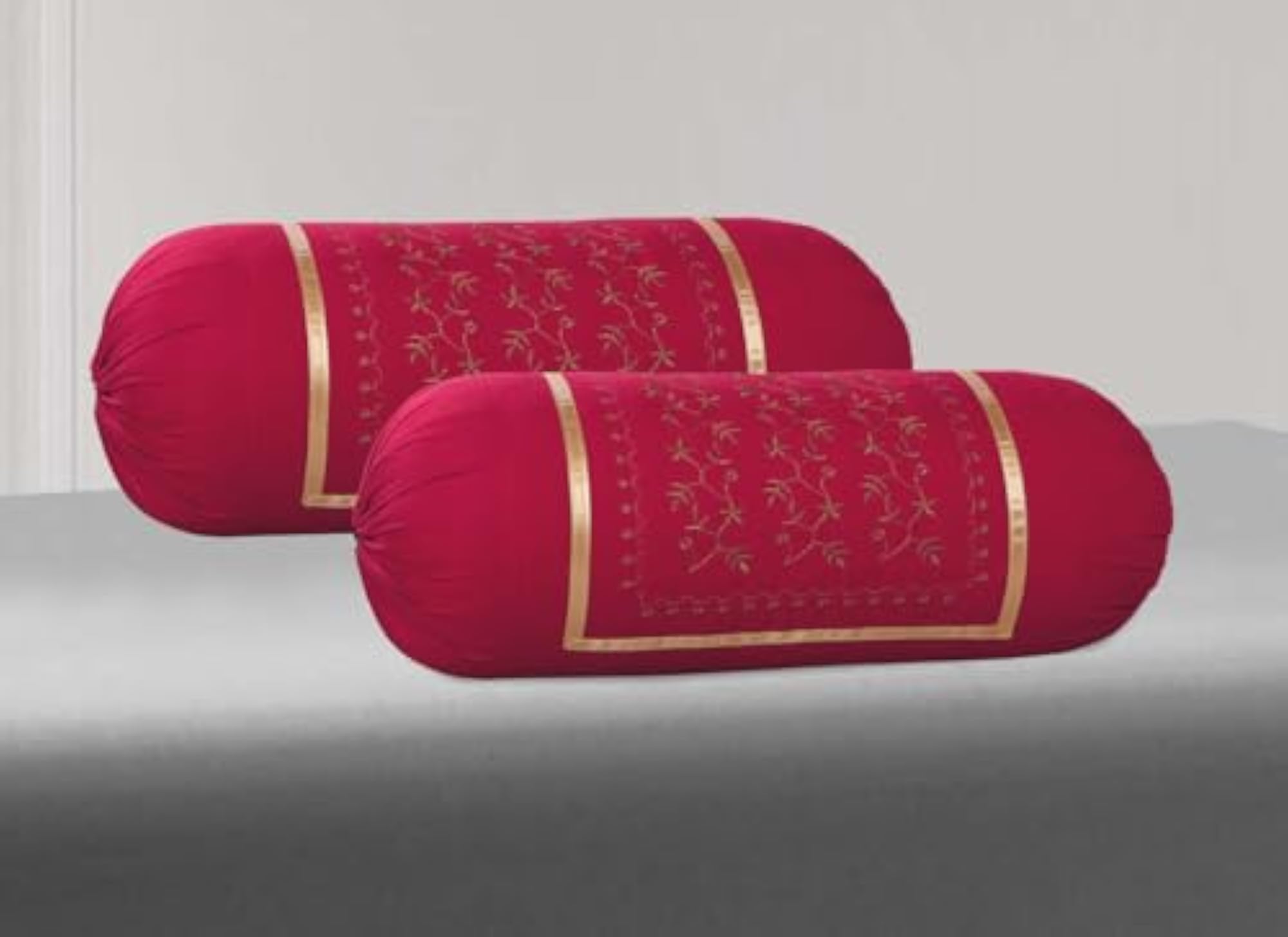 Luxury Bolsters Cover (16 X 32) - Pack of 2 Maroon