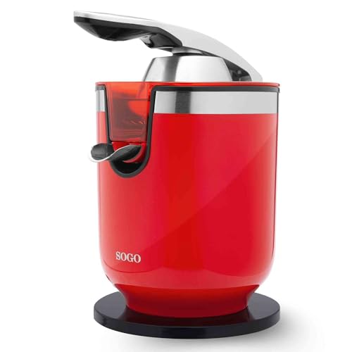 SOGO Exprimidor Eléctrico de Zumo con Palanca para Granada y Cítricos con 2 Conos y Motor Silencioso de 300W - Exprimidor Automático Potente de 0,6L para Uso Diario en Casa o Cocina Moderna