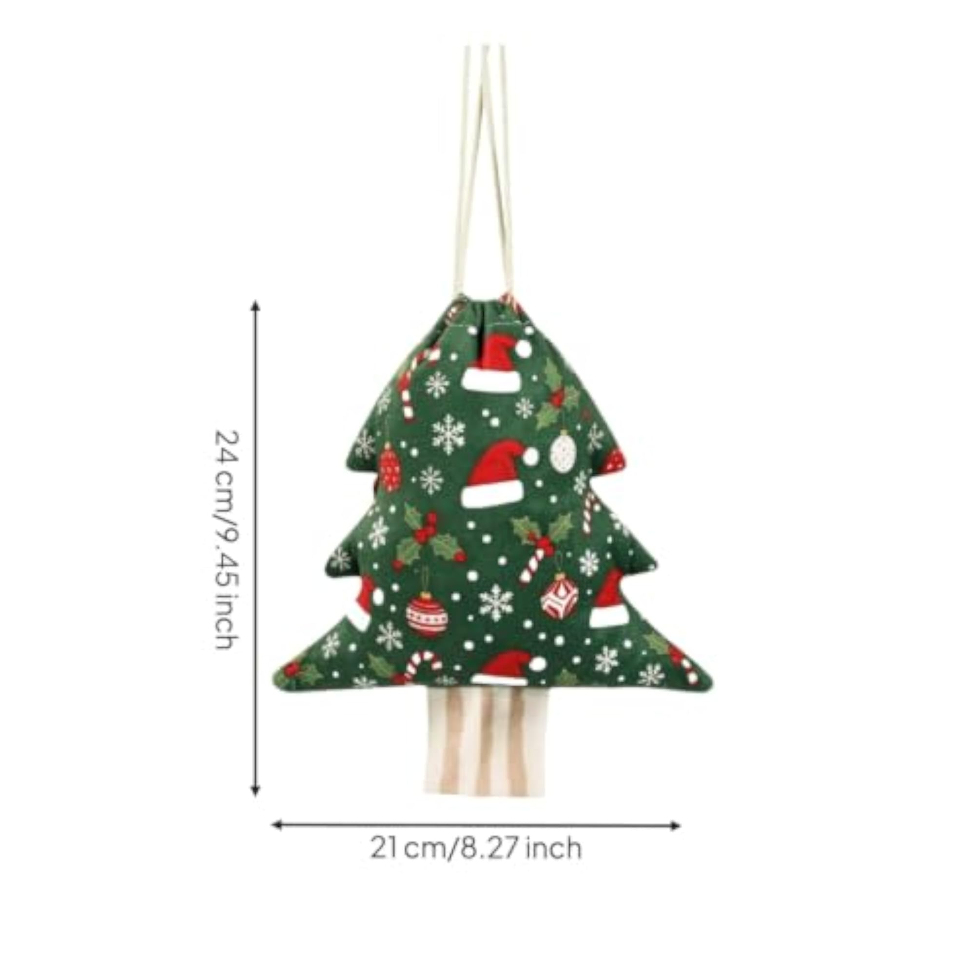 Christmas Tree-Shaped Drawstring Bag, Red Hat