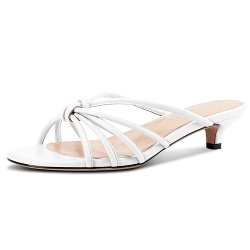 Image of TNYNFBEB Womens Sandals Mules Low Kitten Heel Open Toe Shoes Slip-on Slingback Prom Party Dress Summer 1.4 Inches Heels