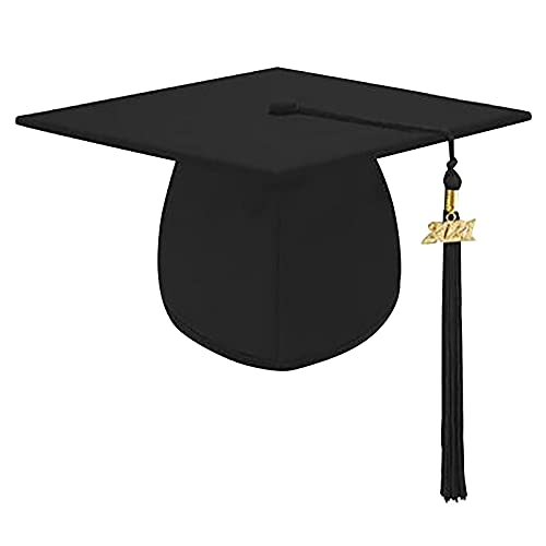 WULOFA Coiffe de diplômé de avec Pendentif 2021 - Toque d’étudiant pour Remise de diplôme à l’université ou du bac au lycée - Chapeau étudiant Bleu, Noir ou Rouge, Taille Unique 54 cm - 61 cm (1Pcs) Cover
