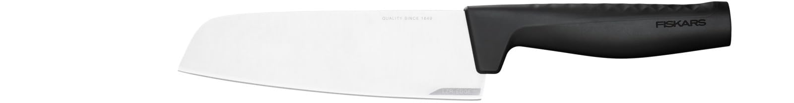 Fiskars Couteau Santoku, Hard Edge, Design Élégant, Longueur totale : 29,1 cm, Acier Inoxydable/Plastique, 1051761