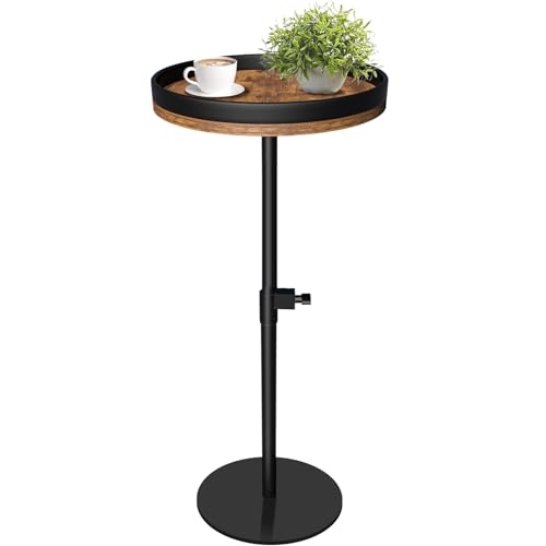Drink Table, Small Round Side Table Height Adjustable Pedestal Table