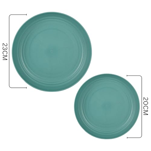 Image of Wheat Straw Dinnerware Sets for Salads, Fruits, Rice, Noodles, Dining Table Meals, Wedding, Halloween, Pasta, Sandwich, Dessert, Salad, Appetizer Dishwasher Safe (20cm+23cm, Green, Pack of 4)