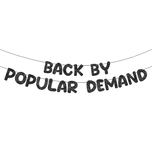 Fulmoon Pre-strung Back by Popular Demand Banner Glitter Welcome Home Party Decorations Welcome Back Sign for Office Return Comeback Divorce Party Supplies (Black)