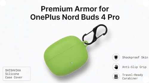 Image of SHISHVIKA Silicone Case Cover Compatible with OnePlus Nord Buds 4 Pro | Shockproof Protective Cover | Soft TPU Skin | Anti-Slip | Dustproof | LED Visible | Keychain Hook Included (Matcha)