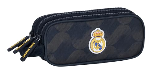 Real Madrid 2ª EQUIPACIÓN 23/24 - Estuche Triple Cremallera, Estuche Infantil, Estuche Niño, Ideal para Niños de 5 a 14 Años, Cómodo y Versátil, Calidad y Resistencia, 21x7x8.5 cm, Color Azul Marino