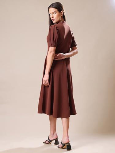 Image of PURVAJA Women's High-Low Knee Length Dress(Ruby-062-to-069)