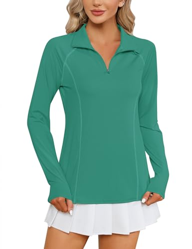 Image of LOMON Women Long Sleeve Shirts Sun Protection 1 /4 Zip Summer Quick Dry Hiking Shirts Quarter Zip Pullover for Women