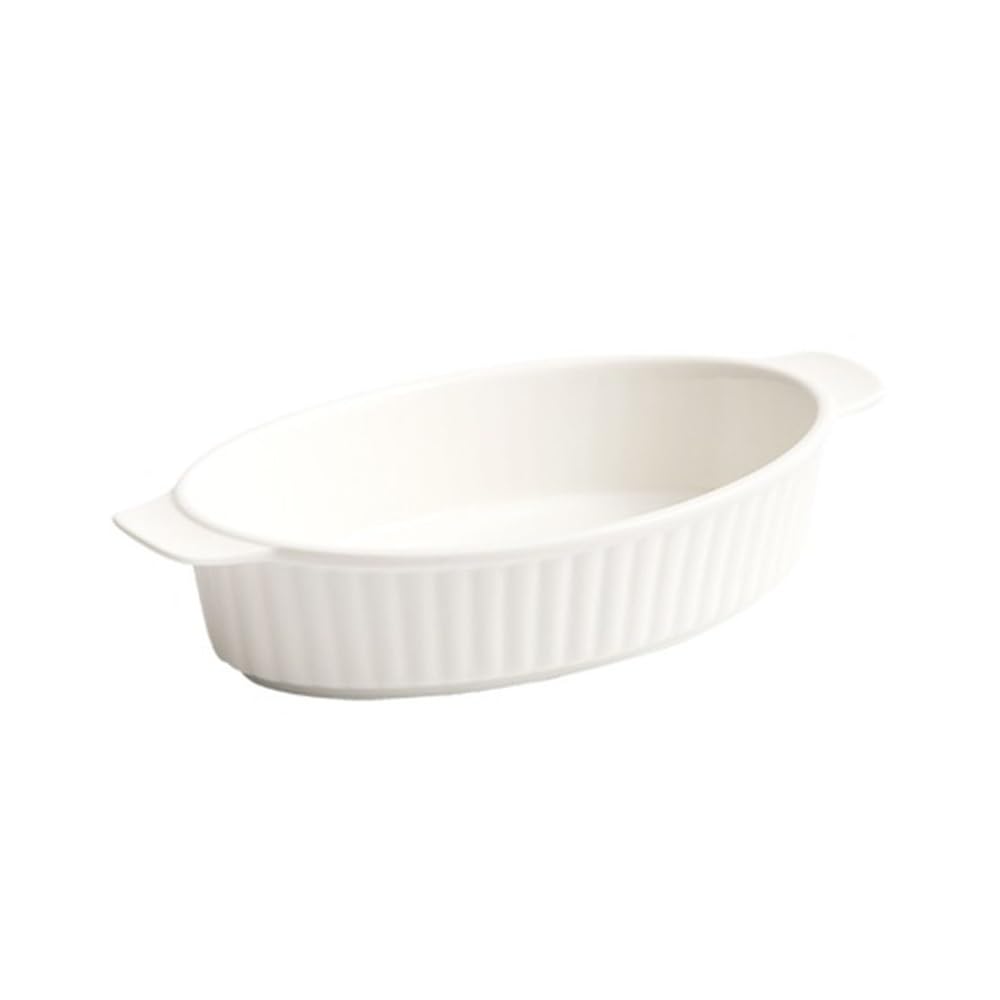 Cocotte bol de cuisson ovale en céramique blanche de 24 cm avec poignées pour four