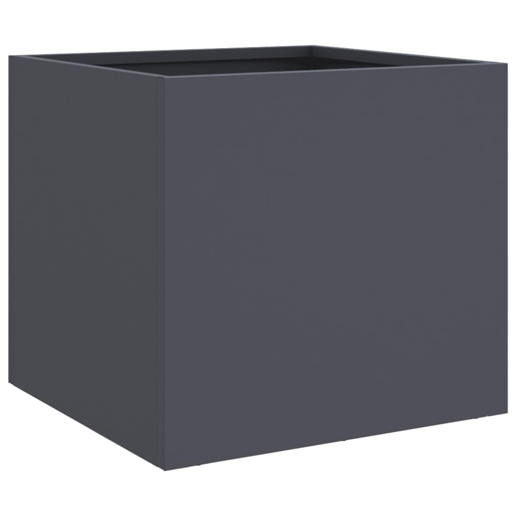 Cama de jardín elevada de acero galvanizado, macetas altas para plantas macetas, maceta de exterior, jardinera de exterior, para jardín, patio, acero/antracita, 32 x 30 x 29 cm