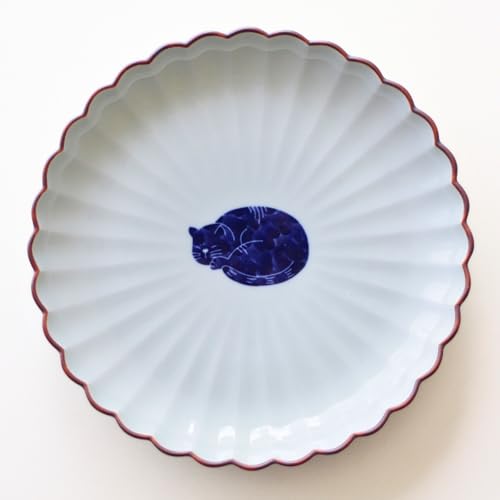 小皿 菊割皿 おしゃれ かわいい 陶器 磁器 お皿 プレート 3.5寸皿 ねこ柄 取り皿 波佐見焼 和食器 ねこ菊割5寸皿 4タイプ (D)