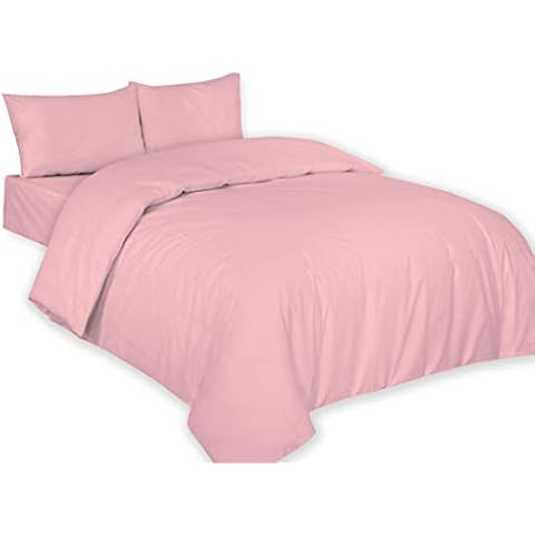 ARLINENS Plain Dyed Duvet Quilt Cover Bedding Set With Pillowcase in following colours and Sizes (Double, Pink) Cover