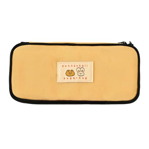 Image of Monolike Unmatched Friends Standard Pencil Case, Caramel - Water-Resistant Nylon Pencil Case, Large Capacity Pen Pouch, Aesthetic Stationery Organizer for Office