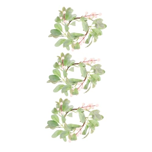 GOOHOCHY 3pcs Artificial Eucalyptus Berries Candle Greenery Wreath for Home Decor Versatile Centerpiece for Christmas Weddings and Parties Nature- Easy Styling for Year Use