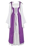 Grebrafan Women Renaissance Costumes Gothic Gown Chemise Peasant Medieval Long Dress (XX-Large, Purple)