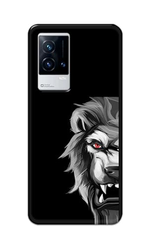 Image of PRINTFIDAA Printed Hard Back Cover Case for Vivo IQOO 9 5G Back Cover (Angry Lion) -112