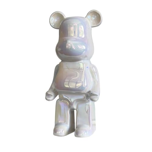 DFGUINXKU Bearbrick 28cm Bloques Oso Violento Oso Decoración De Escritorio Escultura(White)