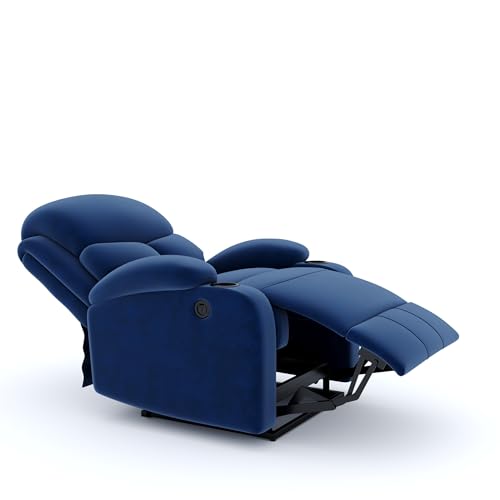 Image of The Couch Cell | One Seater Electric Recliner Chair | Suede Velvet Upholstered Motorized Recliner | Single Seater Comfortable Recliner for Living Room Bedroom Home Seating