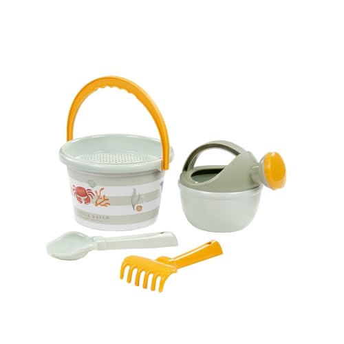 Little Dutch Sandspiel-Set Eimer Gießkanne Sieb Kratze und Schaufel Set 5-teilig - Fresh Greens grün - Sandspielzeug Strandspielzeug