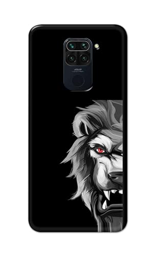 Image of PRINTFIDAA Printed Hard Back Cover Case for Mi Redmi Note 9 Back Cover (Angry Lion) -112