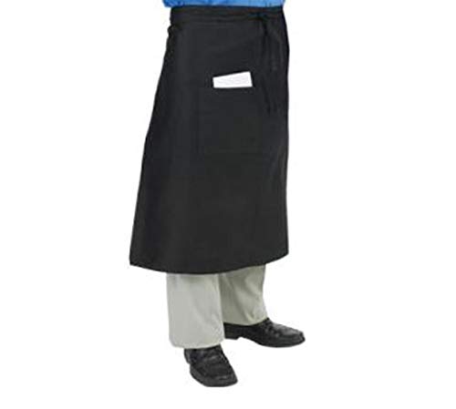 Tablier Crew Bistro Chef Revival 607ba2 noir à 2 poches 34x71cm