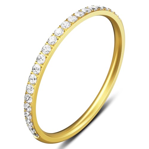 2-Pack 14K Gold Plated Stacking Rings for Oura Ring Gen 4/Oura Ring Gen 3, Cubic Zirconia Simulated Diamond Oura Stack Rings for Women2