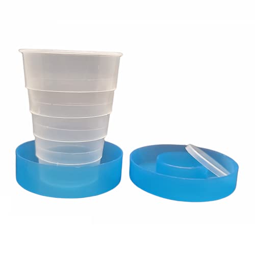 Image of Handy Housewares Travel Size Collapsible Drinking Cup and Built in Pill Box Case - Blue (1-Pack)
