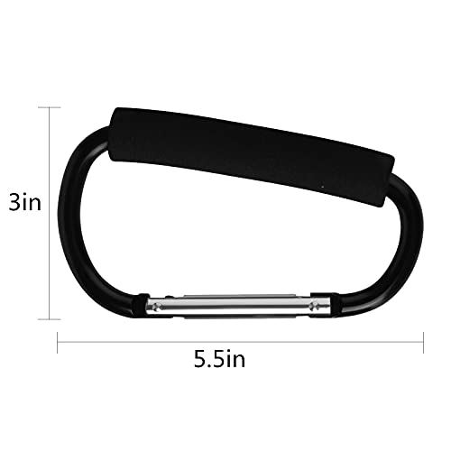 sansheng 4 Pack Large Carabiner 5.5" D Style Click and Carry Bag Carrier Stroller Hooks(Black and Blue)