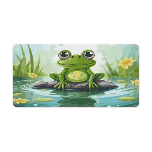 Frog in A Pond Pad de Escritorio Grande con Base Antideslizante