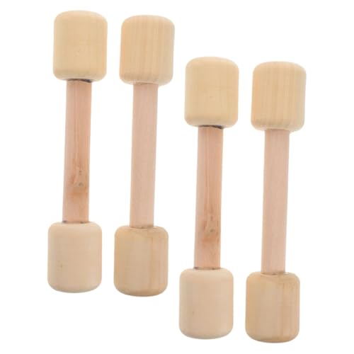 Vaguelly 4pcs Exercise Weights Friendly Wooden Dumbbell for Workout and Imaginative Play Safe Dimensions for Young Promotes Coordination and Strength