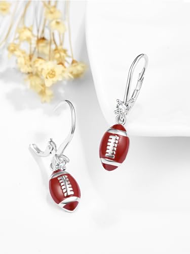 Dreamboat Sports Ball Dangle Drop Earrings for Women 925 Sterling Silver Hypoallergenic Volleyball Basketball Soccer Baseball Football Leverback Jewelry Gifts for Sports Fan Sport Lovers2