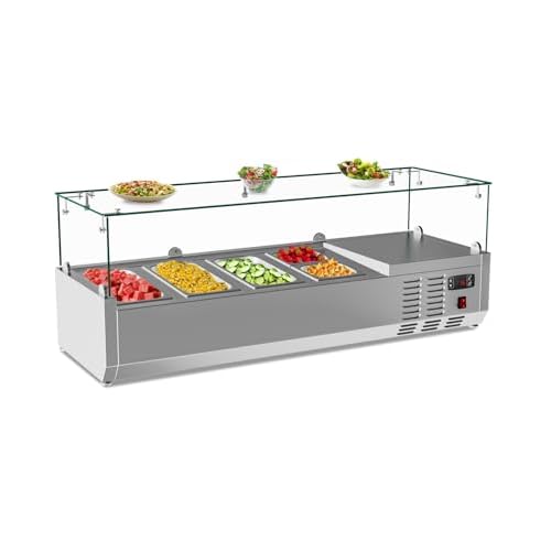 Garvee 48’’ Countertop Refrigerated Condiment Station with Auto Defrost & Digital Controller and LED Display,Sandwich Prep Table Guard with 1/3 Pa