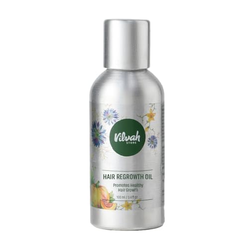 Image of Vilvah Hair Regrowth Oil | Reduces Hair Fall & Boosts Regrowth | With Pumpkin Seed, Kalonji, Castor Oil & Vitamin E | Strengthens Roots & Improves Scalp Health | Unisex | 100ml