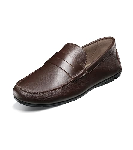 Florsheim Men's Lago Penny Driver Loafer, Chocolate Milled Pull Up, 9.5 Wide