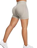 YEOREO Seamless Scrunch Workout Shorts for Women High Waisted Butt Lifting Gym Yoga Biker Shorts Light Gray S