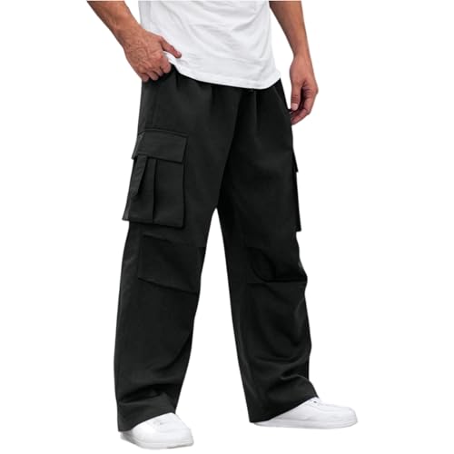 Mens Cargo Pants Relaxed Fit Lightweight Drawstring Tactical Pants Casual Outdoor Hiking Pant with Multiple Pockets