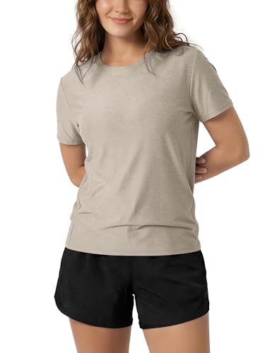 Image of ODODOS Women's Performance Cropped Tee Ultra Soft odSTRATUM Tech Short Sleeve Relaxed Top Crew Neck T-Shirts