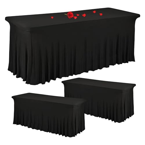 Nappe rectangulaire extensible spandex rose lavable pour table de buffet - 3