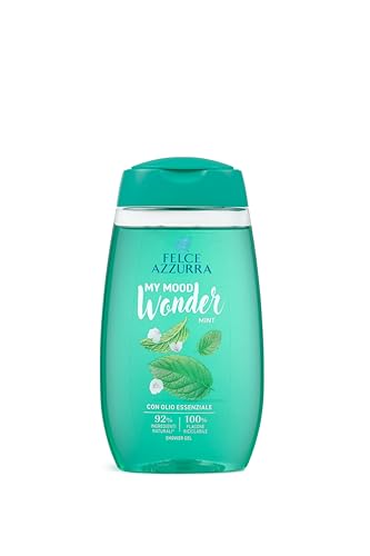 Felce Azzurra, Docciaschiuma My Mood Wonder Mint, Profumo Menta, 250 ml | Gel detergente idratante alla menta, oli essenziali, 92% ingredienti naturali, riciclabile